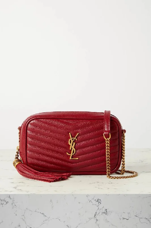 Yves Saint Laurent leather crossbody bagsYSL SAINT LAURENT Lou mini textured-leather shoulder bag