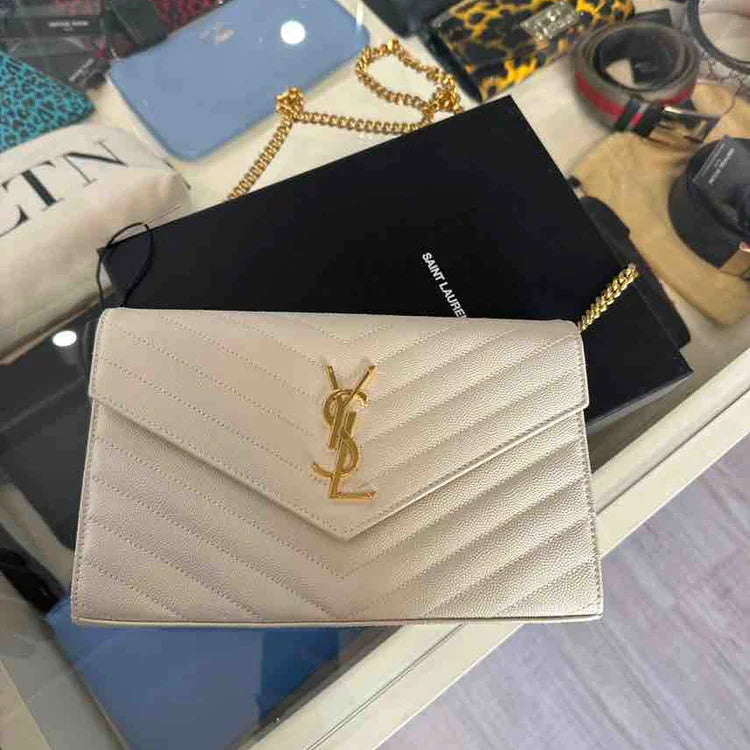 Yves Saint Laurent tote bags for workYsl Cassandre Matelassé Chain Wallet In Grain De Poudre Embossed Leather