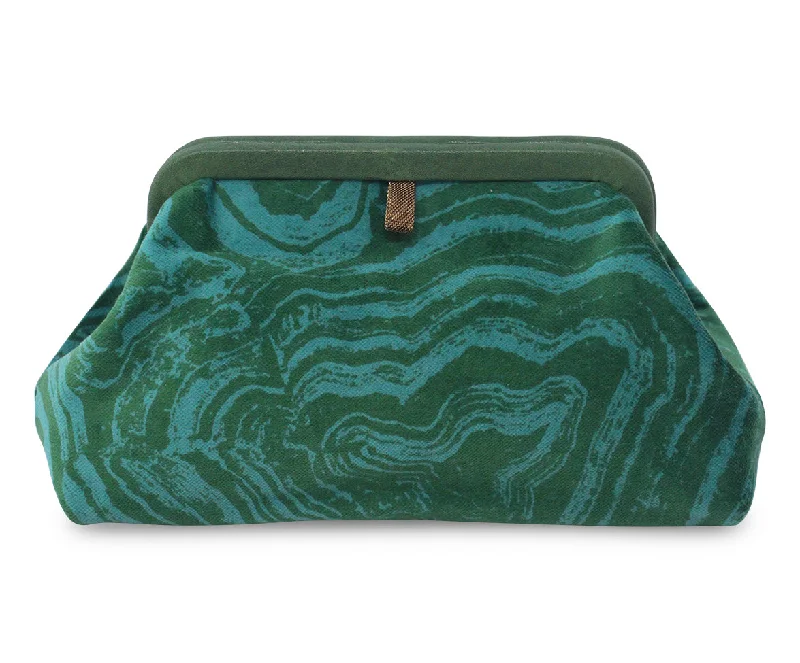 Yves Saint Laurent tote bags for workFrench Green & Blue Print Velour Clutch