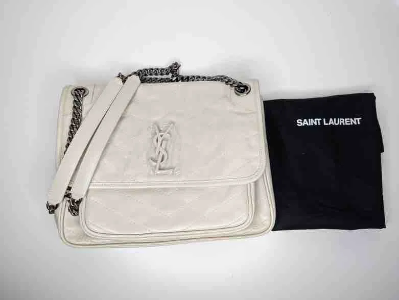 Yves Saint Laurent luxury handbags for womenYsl Niki Shoulder Bag, White Leather, Medium