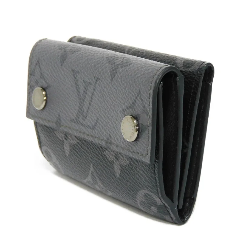 Ladies Louis Vuitton shoulder bags with a magnetic - closure flap for easeLOUIS VUITTON Trifold Wallet Discovery Compact W Snap Monogram Eclipse Reverse M45417 Men's Billfold