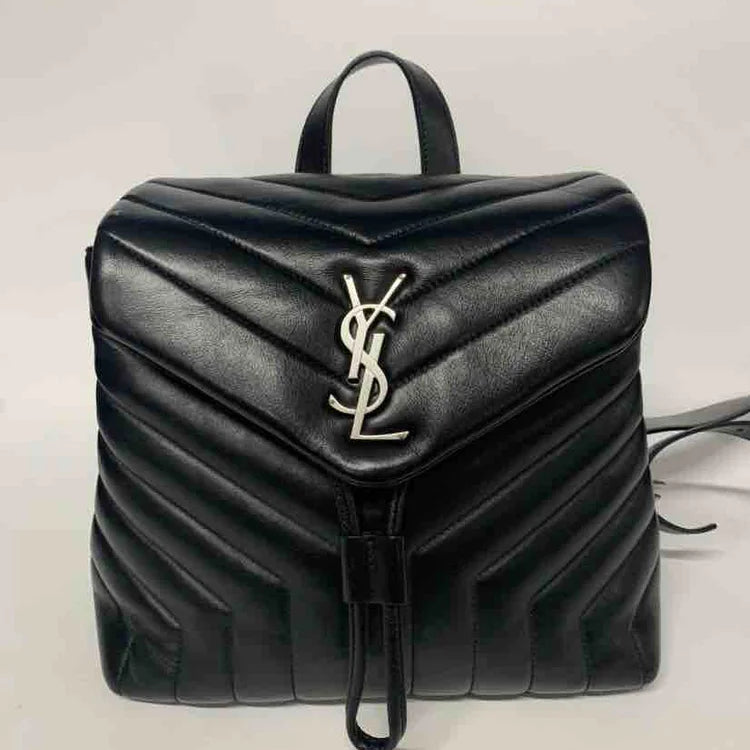 Yves Saint Laurent classic black handbagsYsl Calfskin Y Quilted Monogram Loulou Backpack Black Leather, Small