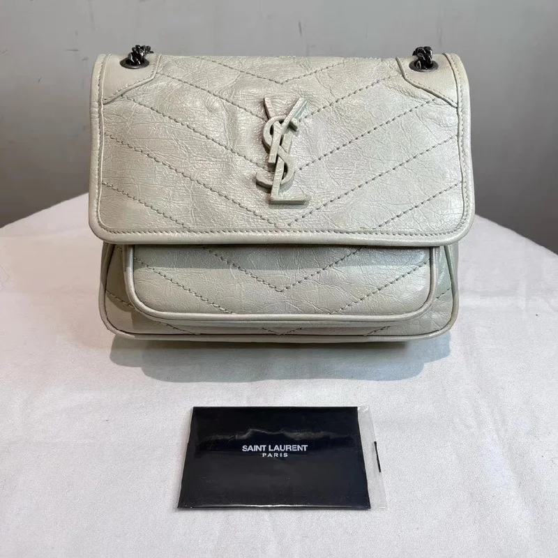 Yves Saint Laurent luxury handbags for womenYSL Saint Laurent Niki Chain Flap Bag Matelasse Chevron Leather Baby