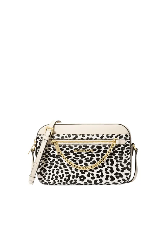 Michael Michael Kors Bags for housewarming parties to carry small gifts( PREORDER ) Michael Kors Jet Set Large Leopard-Print Crossbody Bag In Light Cream Multi 35F4GTTC9H