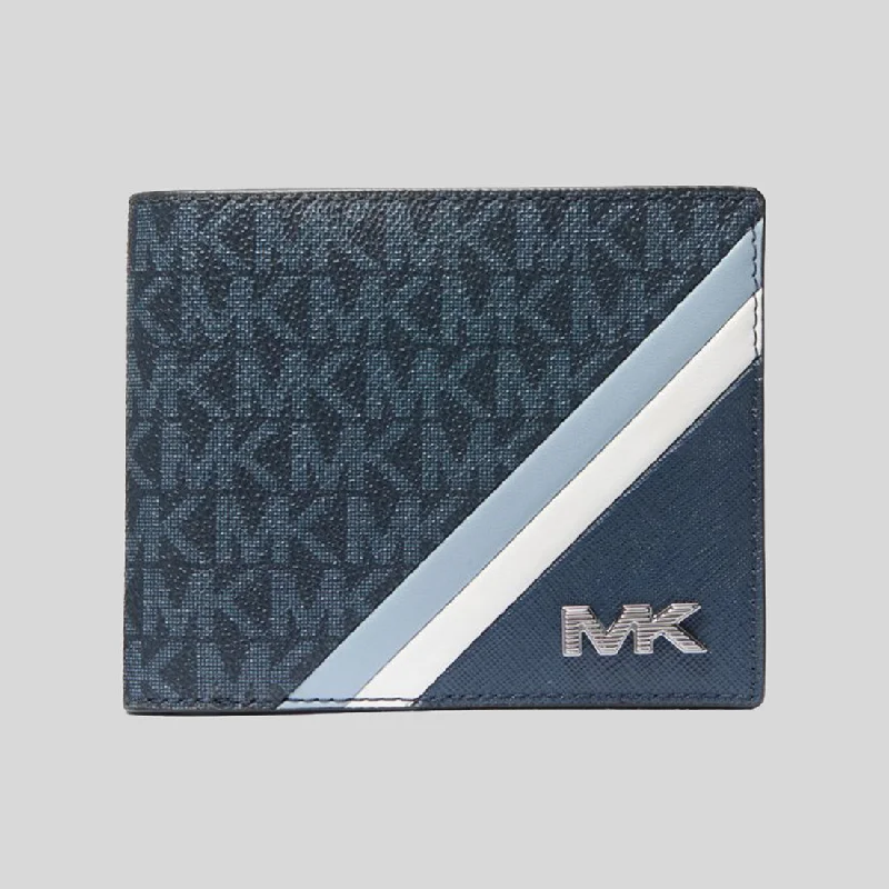 Michael Michael Kors Bags for job promotions to celebrate in styleMICHAEL KORS Rivington Striped Logo Billfold Wallet With Coin Pouch Pale Blue 36F4LRVF3L