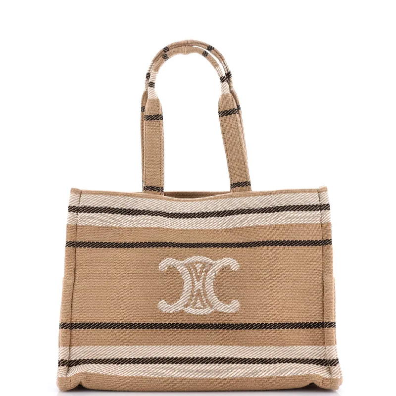 Sporty Celine Bags for Active LifestylesCabas Thais Tote Triomphe Striped Jacquard Textile Large