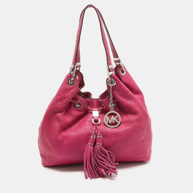 Michael Michael Kors Bags for influencers to carry at eventsDark Pink Leather Drawstring Hobo