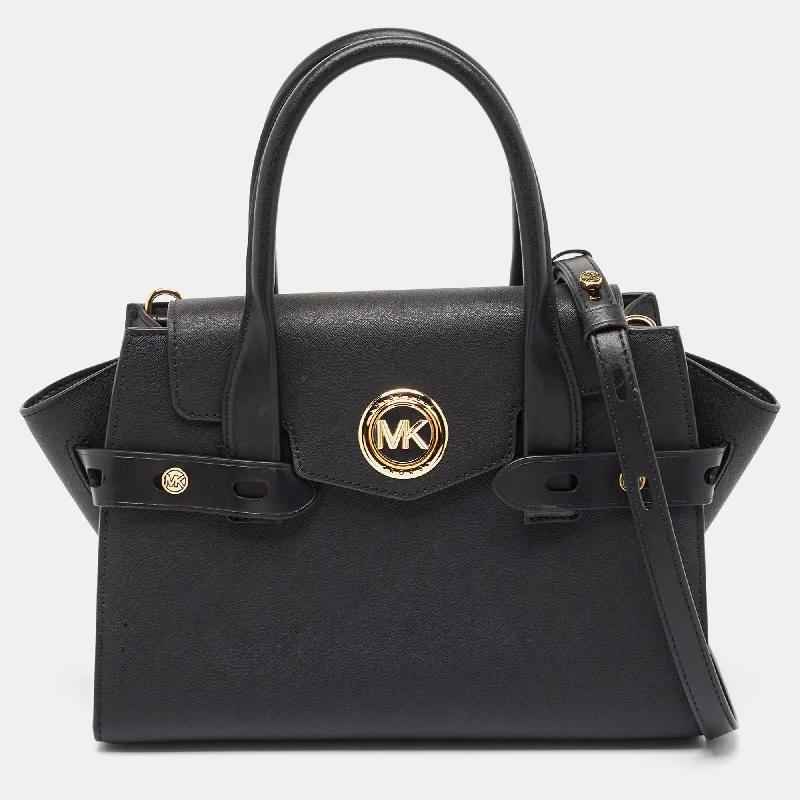 Michael Michael Kors Bags for yoga classes with a soft and flexible materialBlack Leather Carmen Belted Tote