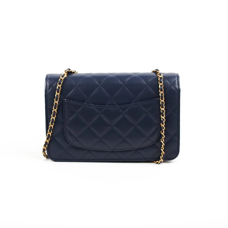 Chanel bags for those who value investment piecesChanel Seasonal Wallet On Chain Lambskin Navy - Microchipped