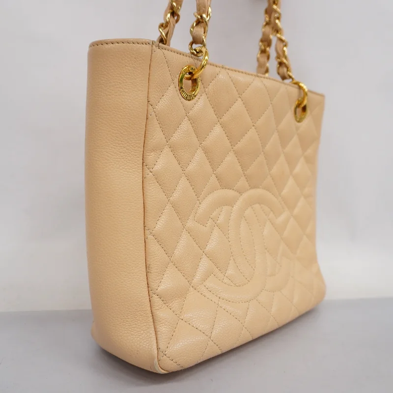 Chanel bags available at online luxury retaileCHANELAuth  Matelasse Chain Shoulder Women's Caviar Leather Tote Bag Beige